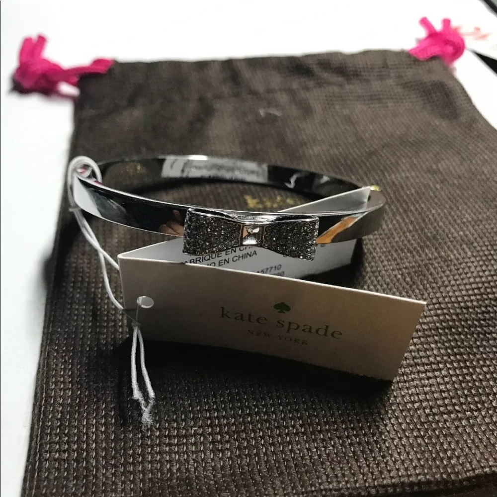NWT Kate Spade Bangle Bow Silver Bracelet - Picture 3 of 4